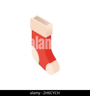 Isometric Christmas Stocking. 3D icon vector illustration Stock Vector