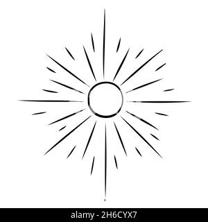 Esoteric symbols of the sun. Celestial signs. Vector illustration in hand drawn Stock Vector