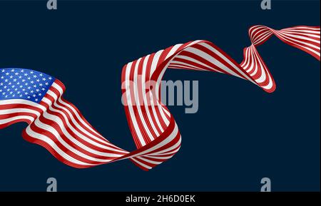 American Flag Engraved Vintage Woodcut Style Stock Vector