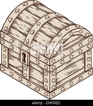 Fantasy Pirates Treasure Chest Vintage Map Icon Stock Vector