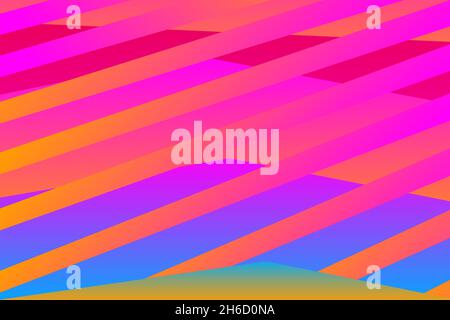 Minimal cover graphic, copy space design. Neon pink blue retro gradient colors. Abstract texture geometric lines pattern. Striped fluid trendy backgro Stock Vector