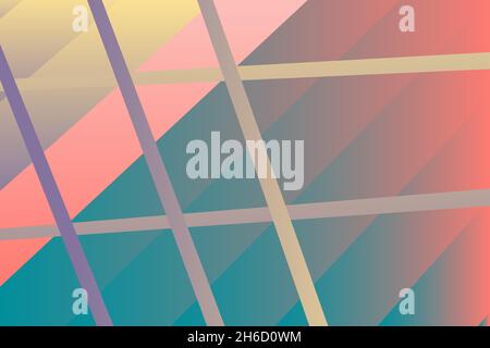 Minimal cover graphic, copy space design. Pastel pink blue retro gradient color. Abstract texture geometric shape lines pattern. Striped fluid trendy Stock Vector