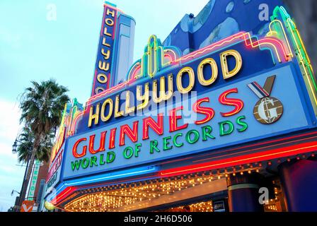 Hollywood Guiness World Records Museum at dusk, Hollywood Boulevard, Hollywood, Los Angeles, California, United States of America Stock Photo