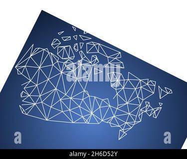 Canada polygon map. Low poly modern style vector map of Canada with connecting dots network. Stock Vector