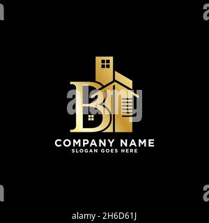 initial letter B logo design, letter B with modern building construction logo inspiration Stock Vector