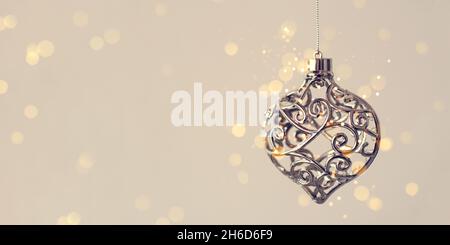 Silver Christmas decoration in vintage style. Stock Photo