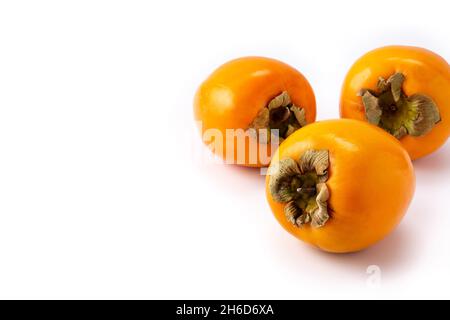 Fresh persimmon fruit isolated on white background Stock Photo