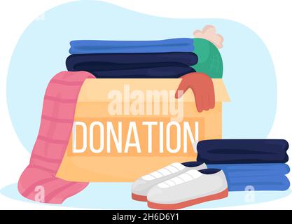 Clothing donation box 2D vector isolated illustration Stock Vector