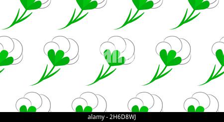 Seamless pattern with white flower, cotton pattern, textile design and packaging vector illustration Stock Vector