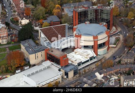 aerial view of Harrogate Convention Centre, Harrogate, North Yorkshire Stock Photo