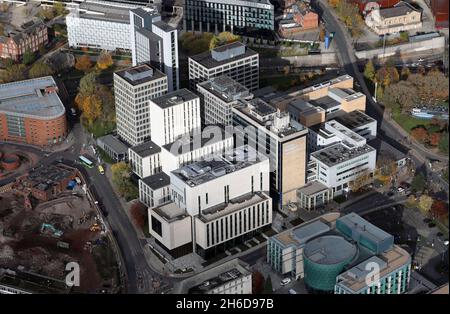 aerial view of Leeds Beckett University in Autumn 2021 Stock Photo