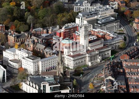 aerial view of Leeds University in Autumn 2021 Stock Photo