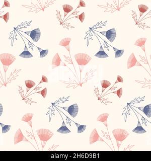Organic pattern naive cute flower delicate pastel color seamless pattern childish, textile and packaging design vector illustration Stock Vector