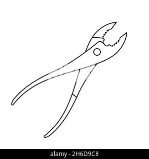 Pliers icon. Hand tool linear icon. Vector illustration. Black pliers icon Stock Vector