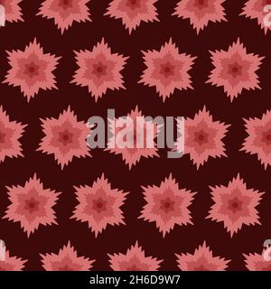 Symmetrical red flowers creative fantasy seamless pattern, wallpaper wrapping textile design vector illustration Stock Vector