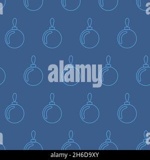 Christmas seamless pattern, toy Christmas ball on blue background for textile design and wrapping paper Stock Vector