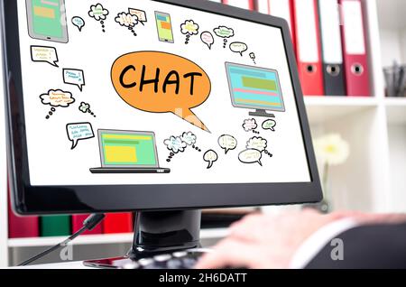 Chat concept shown on a computer screen Stock Photo