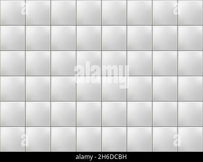 Subway square tile pattern. White seamless brick background. Vector metro wall or floor texture. Interior glossy mosaic grid Stock Vector