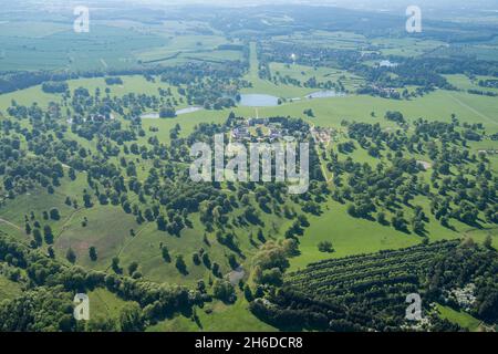 Woburn Abbey and its surrounding landscape park and pleasure grounds, Woburn, Bedfordshire, 2018. Stock Photo