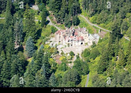 Cragside, the home of 1st Lord Armstrong, industrialist and inventor and the first place in the world to be lit by electricity derived from water power, near Rothbury, Northumberland, 2018. Stock Photo