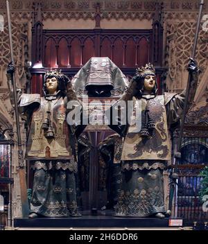 The Tomb of Christopher Columbus in the Seville Cathedral Sevilla Spain Stock Photo