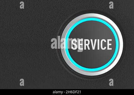 push button with text service on dark background. 3D illustration Stock Photo