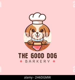 CUTE DOG BAKERY MASCOT LOGO Stock Vector