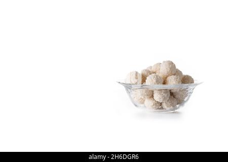 Homemade coconut balls isolated on white background Stock Photo
