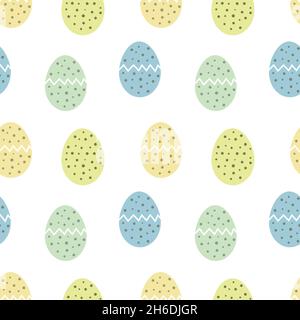 Cracked Easter eggs seamless pattern. Easter eggs background. Vector illustration. Stock Vector