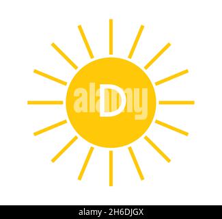 Sun icon, vitamin D concept. Vector illustration. Stock Vector