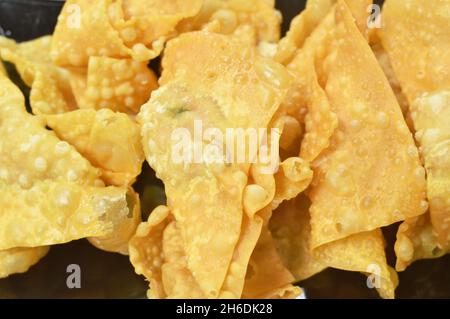 Crispy Fried Dumpling Paste Stuffed Chop Pork And Shrimp Dipping Sweet 