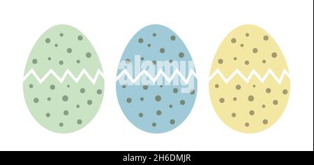 Easter eggs. Spring holiday vector. Cracking eggs illustration. Stock Vector
