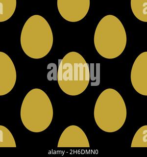 Golden eggs on black background seamless pattern. Easter eggs vector illustration. Stock Vector