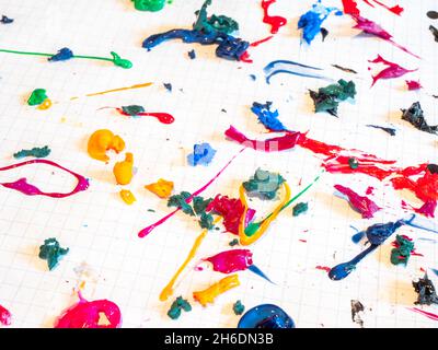 Splash of colorful paint isolated on white paper Stock Photo