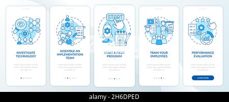 Technology integration steps onboarding mobile app page screen Stock Vector