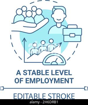 Stable level of employment blue concept icon Stock Vector