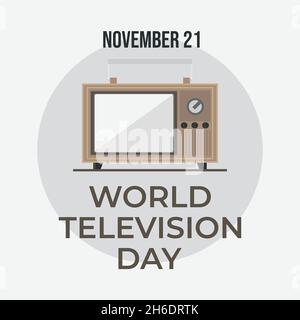 World Television Day background poster celebartion. November 21. World Television Day in vin tage style poster with tv symbol Stock Vector