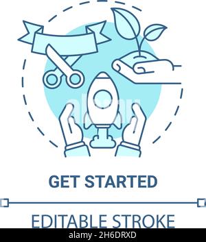Get started blue concept icon Stock Vector