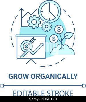 Grow organically blue concept icon Stock Vector