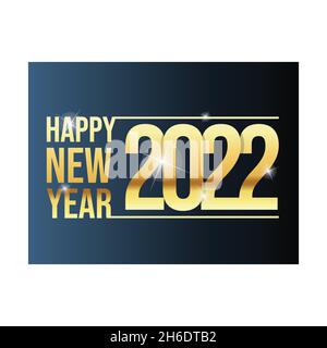 Golden Vector luxury text 2022 Happy new year. Gold Festive Numbers Design. Gold shining party ribbon and star new year party Stock Vector