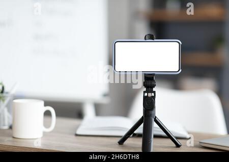 Selective focus on blank mobile phone screen Stock Photo