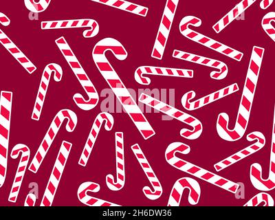 Christmas seamless pattern with candy cane. Xmas lollipop. Festive design for greeting cards, wrapping paper, banners and posters. Vector illustration Stock Vector