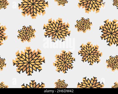 Snowflakes seamless pattern. 3d isometric snowflakes for Christmas and New Year. Falling snow. Christmas design for greeting cards, promotional materi Stock Vector