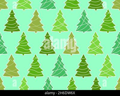 Christmas trees seamless pattern. Christmas design for Christmas and New Year for greeting cards, promotional materials and banners. Vector illustrati Stock Vector