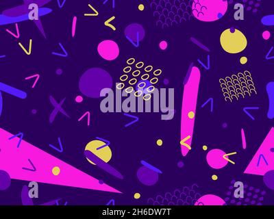 Geometric seamless pattern in the style of the 80s. Memphis style elements. Colorful abstract background for printing, wrapping paper and promotional Stock Vector