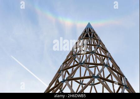 'Paper Tower' designed byJapanese architect Shigeru Ban for the London Design Festival. The tower which is made from cardboard tube is 22m tall making it the worlds tallest paper tower. The tower is outside the Royal Festival Hall, South Bank, London, UK.  24 Sep 2009 Stock Photo