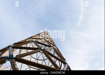 'Paper Tower' designed byJapanese architect Shigeru Ban for the London Design Festival. The tower which is made from cardboard tube is 22m tall making it the worlds tallest paper tower. The tower is outside the Royal Festival Hall, South Bank, London, UK.  24 Sep 2009 Stock Photo