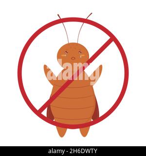 Cute cartoon cockroach crying. art No insects Stock Vector