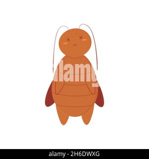 A cute cartoon dead cockroach insects art Stock Vector