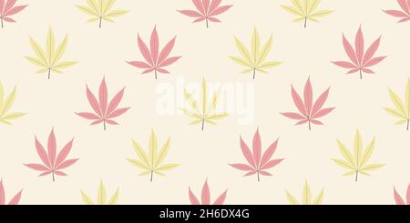 Seamless marijuana background with geometric leaves pattern Stock Vector